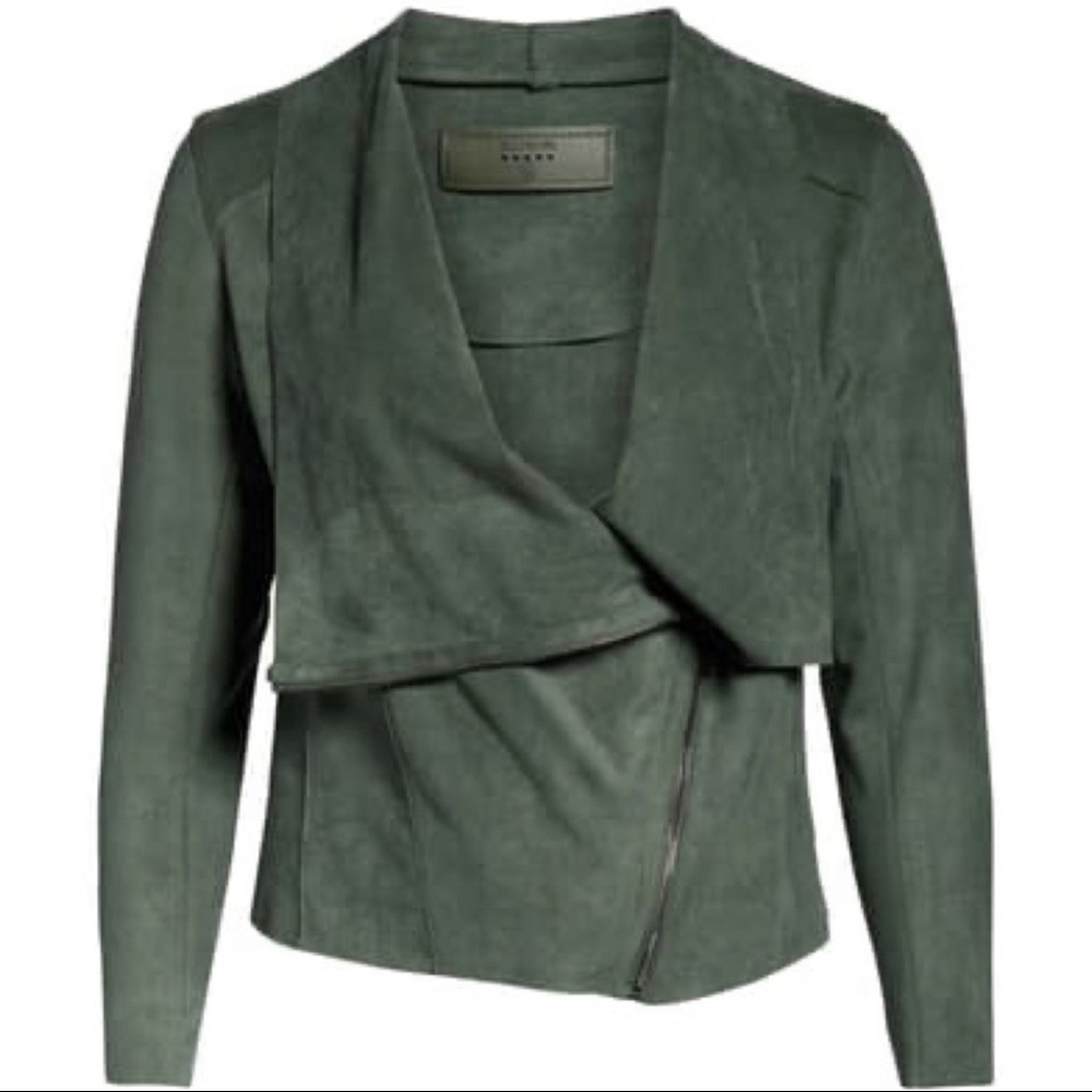 Blanknyc Denim Faux Suede Drape Front Jacket